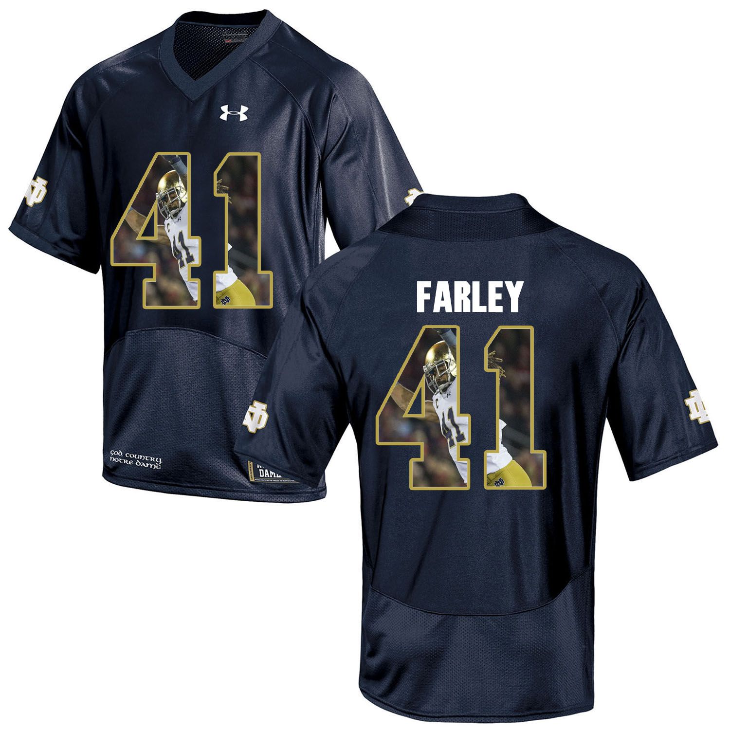 Men Norte Dame Fighting Irish #41 Farley Navy Blue Fashion Edition Customized NCAA Jerseys